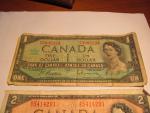 Set of Vintage Canadian Currency: 1967 $1 & 1954 $2 Bills