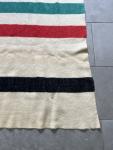 Hudson Bay Striped Wool Blanket with Red Logo