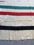 Hudson Bay Striped Wool Blanket with Red Logo