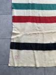 Hudson Bay Striped Wool Blanket with Red Logo