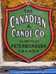 Vintage Canadian Canoe Porcelain Sign for Decor