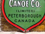 Vintage Canadian Canoe Porcelain Sign for Decor