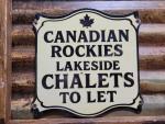 Vintage Rocky Mountains Porcelain Cabin Sign