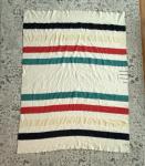 Vintage Hudson Bay Striped Wool Blanket 65x79