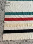 Vintage Hudson Bay Striped Wool Blanket 65x79