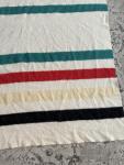 Vintage Hudson Bay Striped Wool Blanket 65x79