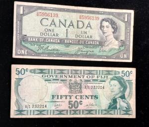 Canadian One Dollar and Fifty Cents Notes Set