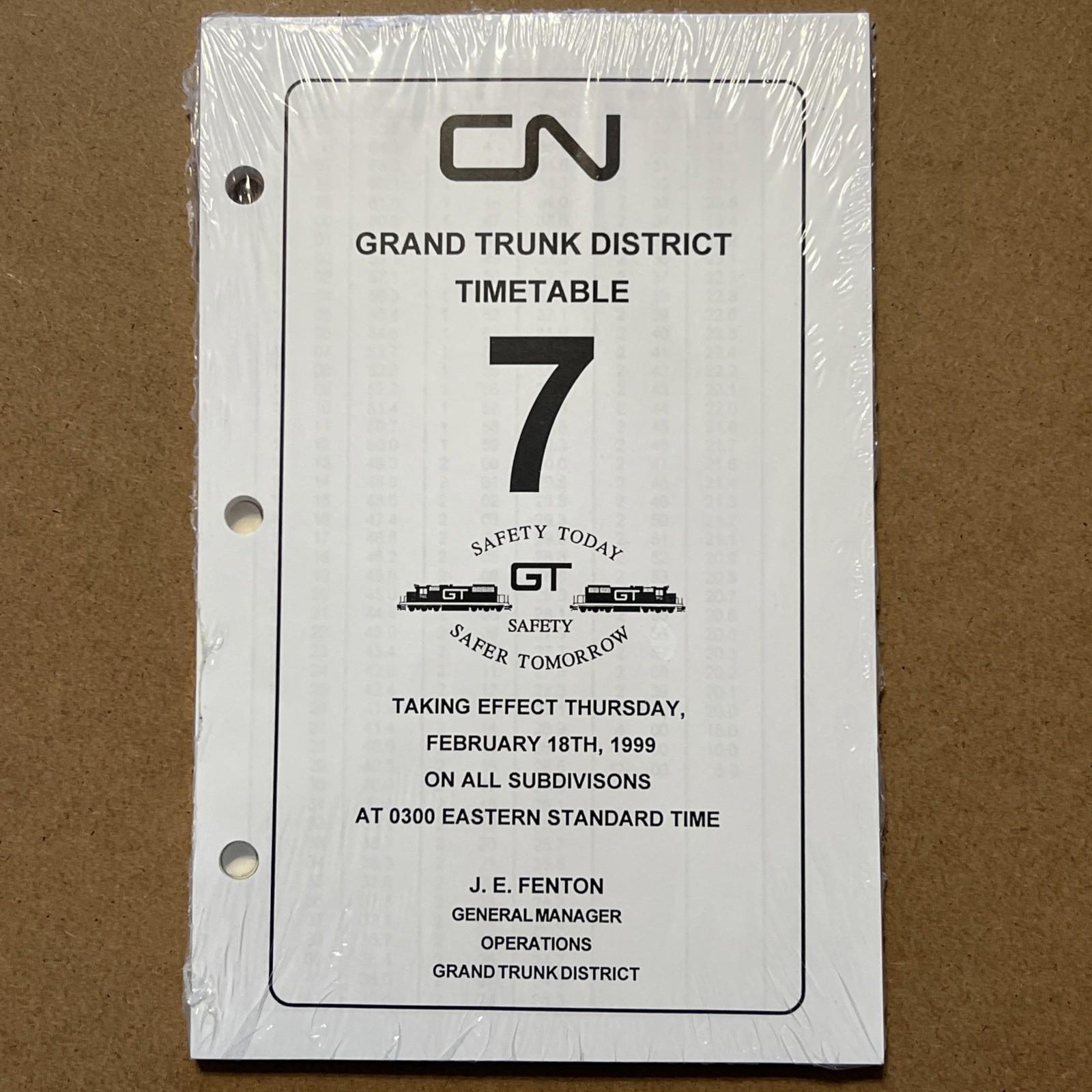Canadian National Railway Timetable #7 – 1999