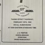 Canadian National Railway Timetable #7 – 1999