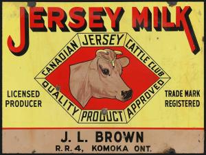 Vintage Jersey Milk Canadian Cattle Club Metal Sign