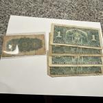 1937 Canadian $1 Bill and 1900 25 Cent Coins