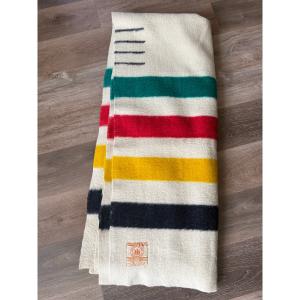 Hudson Bay Multicolor Stripe Vintage Wool Blanket