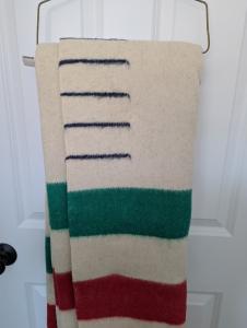 Hudson Bay Vintage Wool Blanket, Multi Color Stripe