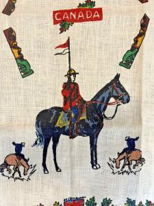 Vintage Linen Tea Towel with Canadian Mounties