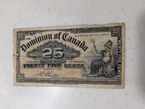 1900 Dominion of Canada 25-Cent Vintage Banknote