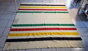 Hudson Bay Vintage Multicolored Wool Blanket 88x70