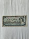 1954 Five Dollar Canadian Bill - Vintage Currency