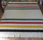 Hudson Bay Vintage Striped Wool Blanket 72" x 88