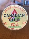 Vintage Canadian Club Cigar Round Sign - 9.1