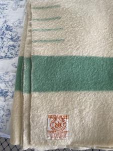 Hudsons Bay Vintage Light Green Wool Blanket