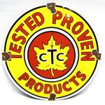 Vintage Canadian Tire Porcelain Sign with Maple Leaf