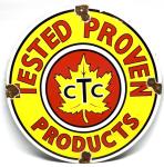 Vintage Canadian Tire Porcelain Sign with Maple Leaf