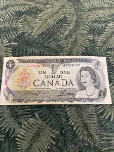 1973 Canadian Dollar Bill featuring Queen Elizabeth II