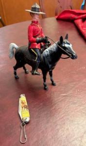 Canadian Mountie on Horse Plastic Figure with Knife