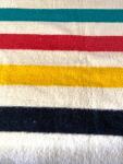 Vintage Hudson Bay Wool Blanket Multi Colored Stripe 4 Point 70X90 Gold Label