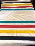 Vintage Hudson Bay Wool Blanket Multi Colored Stripe 4 Point 70X90 Gold Label