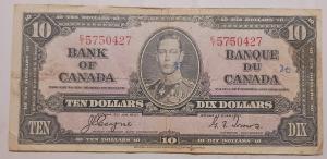 Bank of Canada - 1937 10 Dollars George VI Coyne/Towers