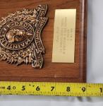 Vtg RCMP Wood Wall Plaque Award Royal Canadian Mounted Police Solid Brass Crest 