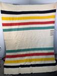 Vtg Hudson Bay Blanket 4 Point Wool Gold Tag Whipstitch Twin England 68x90  Y44