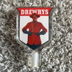 Vintage Drewrys Beer Tap Handle 4” Lucite Canadian Mountie Rare
