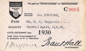 Canadian Pacific Railroad Vintage Pass