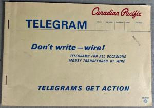 Vintage Canadian Pacific Railroad Telegram Blank Booklet
