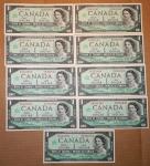 1973 Centennial Canadian Dollar Bills - Lot of 9