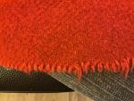 Vintage Red Wool Blanket with Black Stripe, 86" x 70