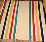 Vintage Hudson Bay King Wool Blanket Stripes