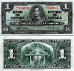 1937 Canada 1 Dollar Banknote, Pick# 58d