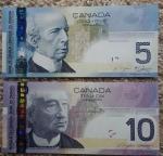 2006 UNC Canadian $5 and $10 Banknotes Set