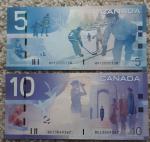 2006 UNC Canadian $5 and $10 Banknotes Set