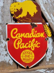 Vintage Canadian Pacific Railway Porcelain Sign