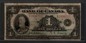 1935 Bank of Canada $1 P-38 Note