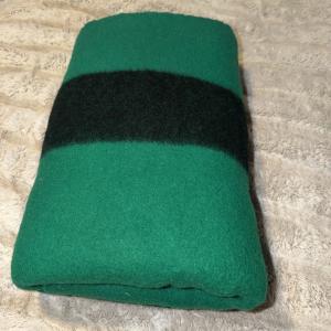 Vintage Hudson's Bay Wool Green Blanket 80"x72