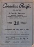 Canadian Pacific Railway Employee Timetable #21 1968