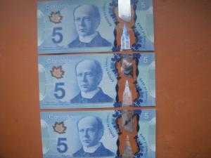 2013 Canadian Polymer $5 Banknotes - Set of Three