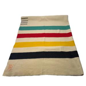 Vintage Hudson Bay Multi-Stripe Wool Blanket