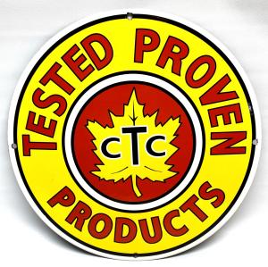 Vintage Maple Leaf Porcelain Sign from Canada