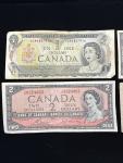 Set of 4 Vintage Canadian Banknotes